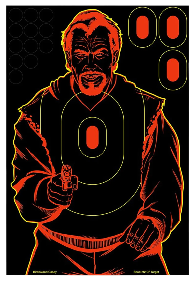 Birchwood Casey Shoot-N-C Bad Guy silhouette self-adhesive target 12x18 12-pack
