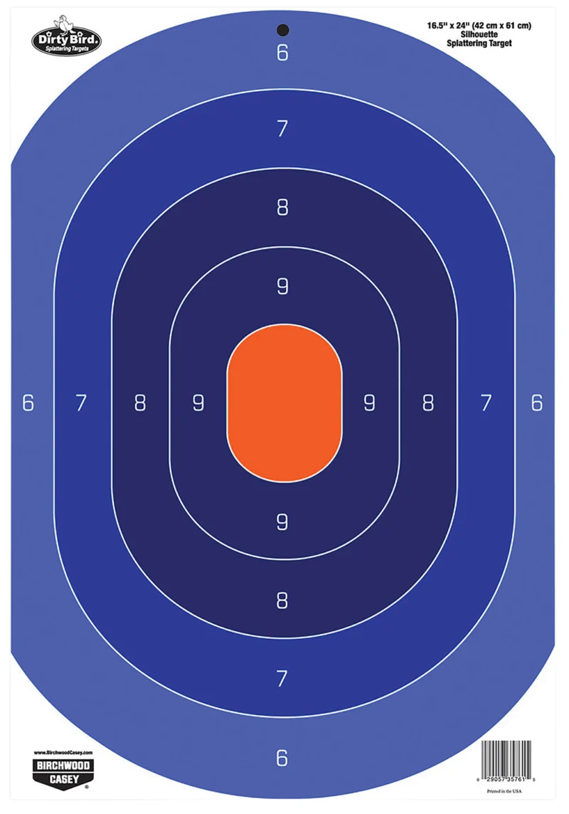 Birchwood Casey Dirty Bird 16.5 x 24 tagboard silhouette target, blue/orange, 3 pack