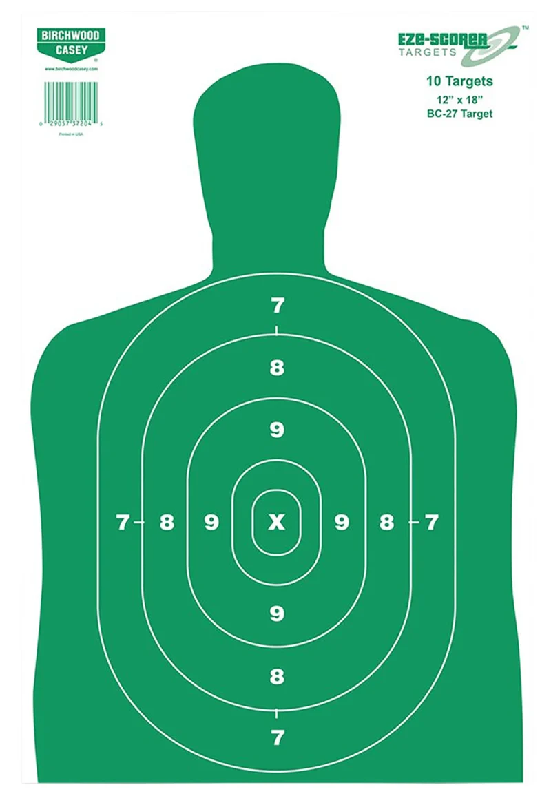 Birchwood Casey EZE-Scorer BC-27 green silhouette paper target 12 x 18 pack of 100