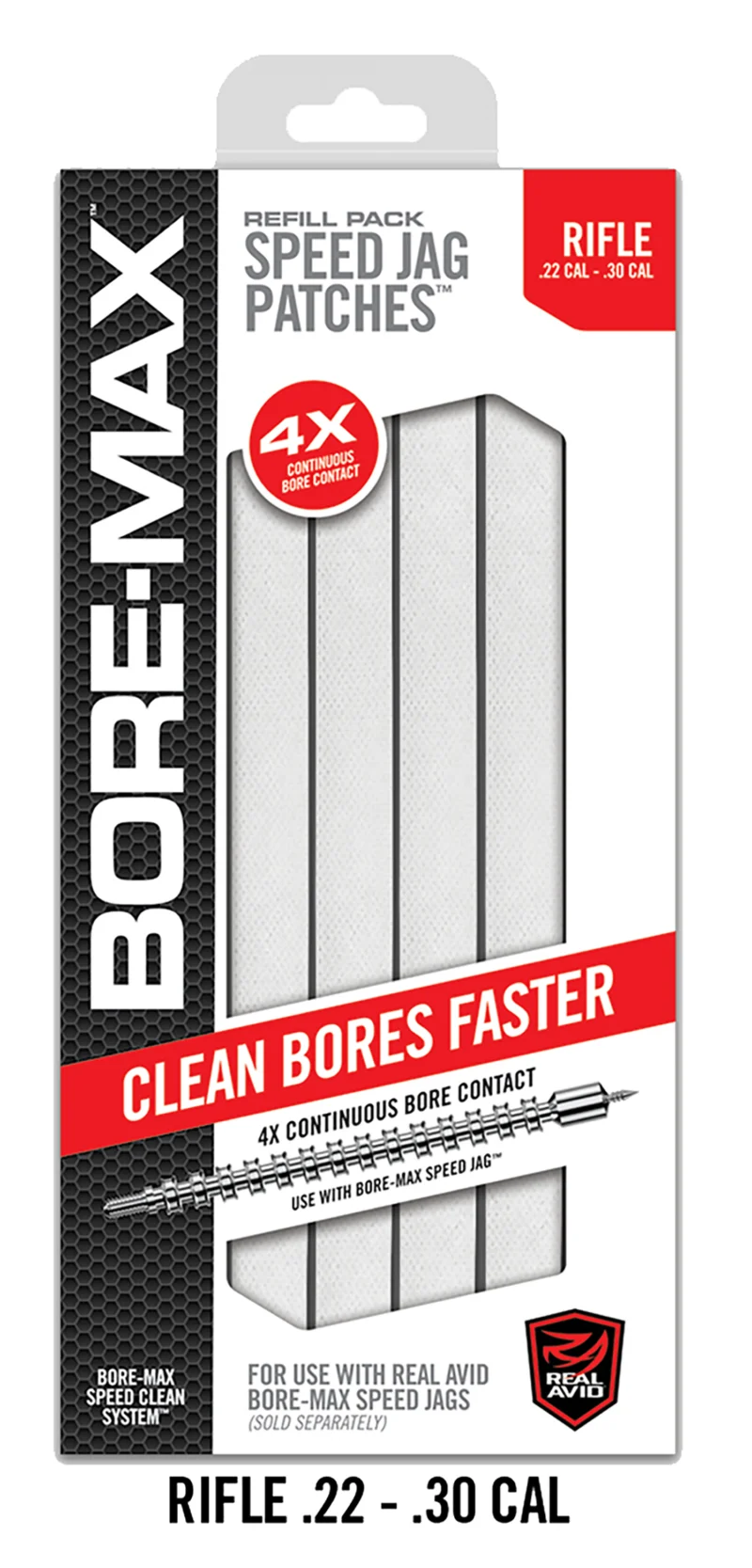 Real Avid Bore-Max Speed Jag Patch Refill 8 inch 250-pack