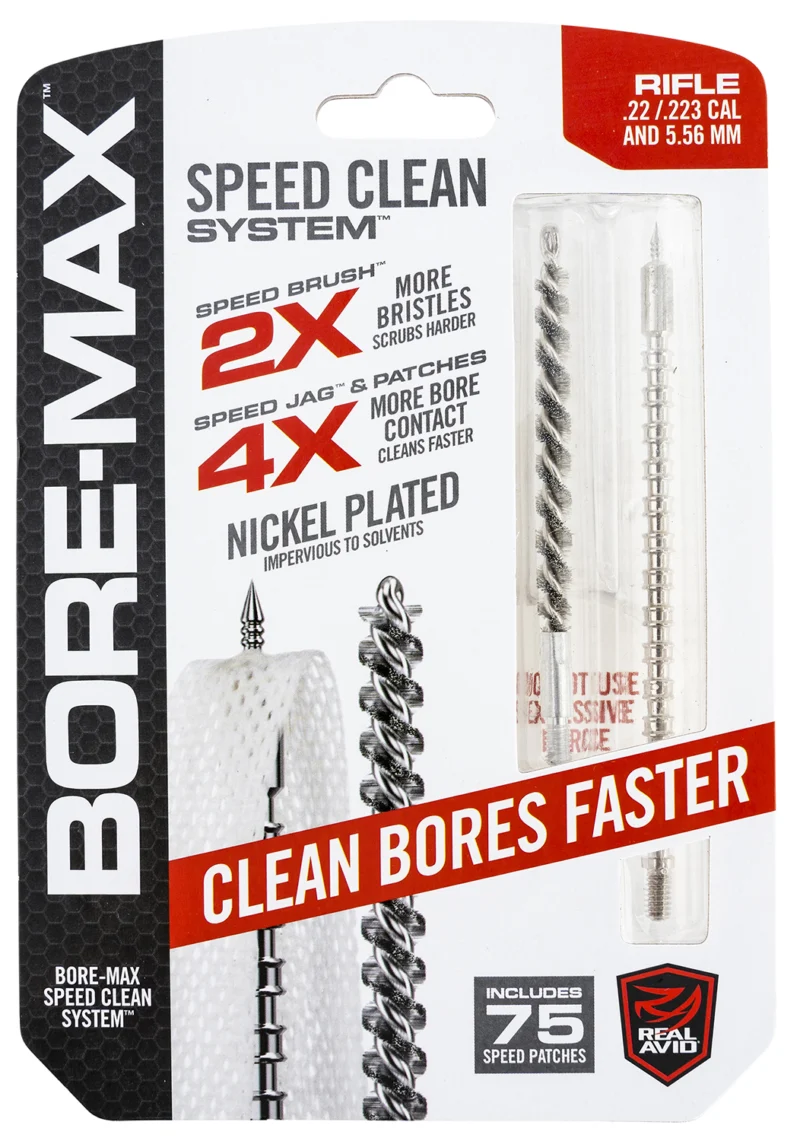 Real Avid AVBMSET223 Bore-Max Speed Clean Upgrade Set with speed brush, speed jag and 75 patches