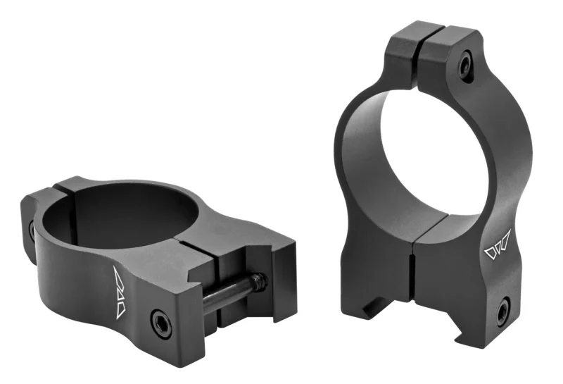 Warne Vapor V415M 30mm high matte scope rings mounted on Picatinny rail