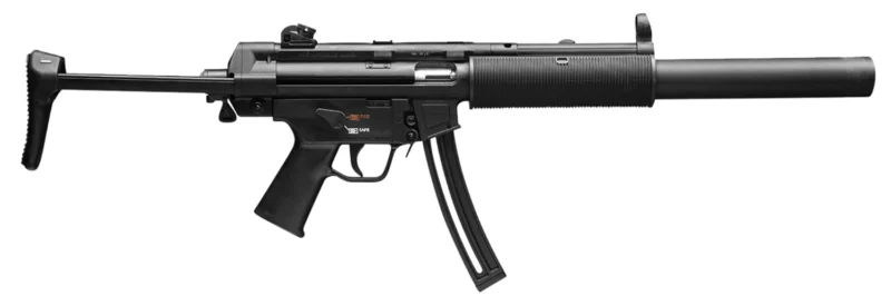 Heckler & Koch MP5 .22 LR rifle with 16.1 in barrel, black retractable stock and 10-round magazine