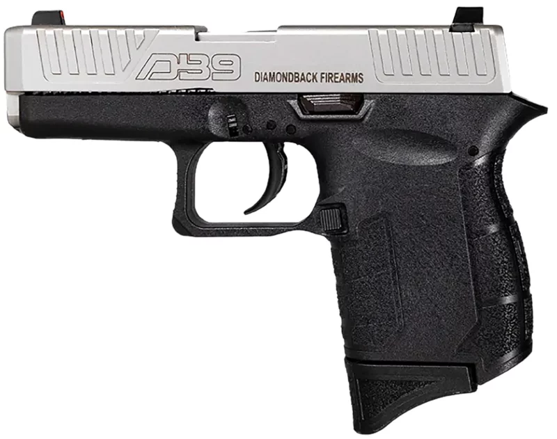 Diamondback DB9 Gen IV 9mm pistol with 3.10 inch stainless barrel, nickel boron slide and black polymer frame