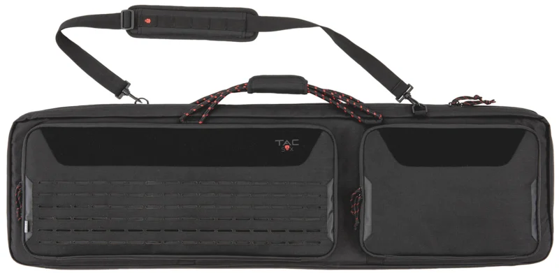 Allen Tac Six Squad 46in tactical rifle case in black with laser-cut MOLLE front pocket and shoulder strap