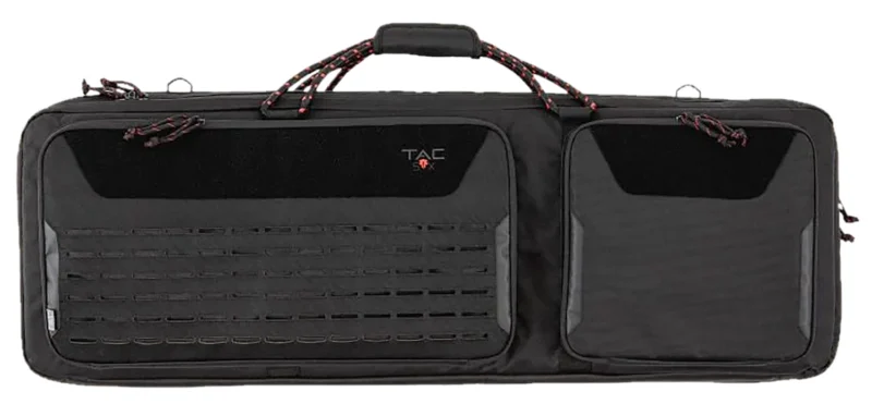 Tac Six Unit 2-gun tactical case in black, 600D polyester with laser-cut MOLLE front pocket
