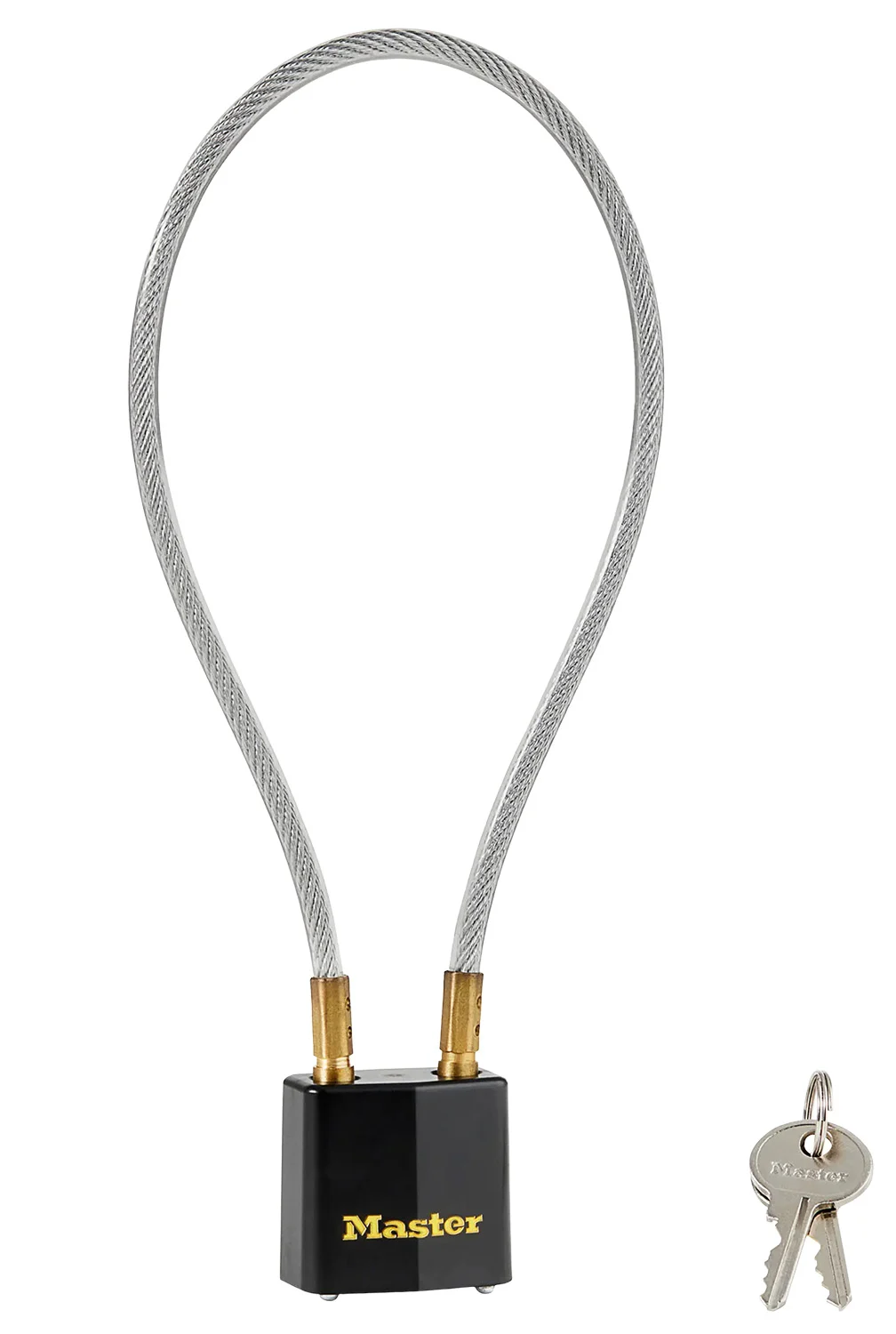 Master Lock 99DSPT 14in cable gun lock, black and gold, keyed different