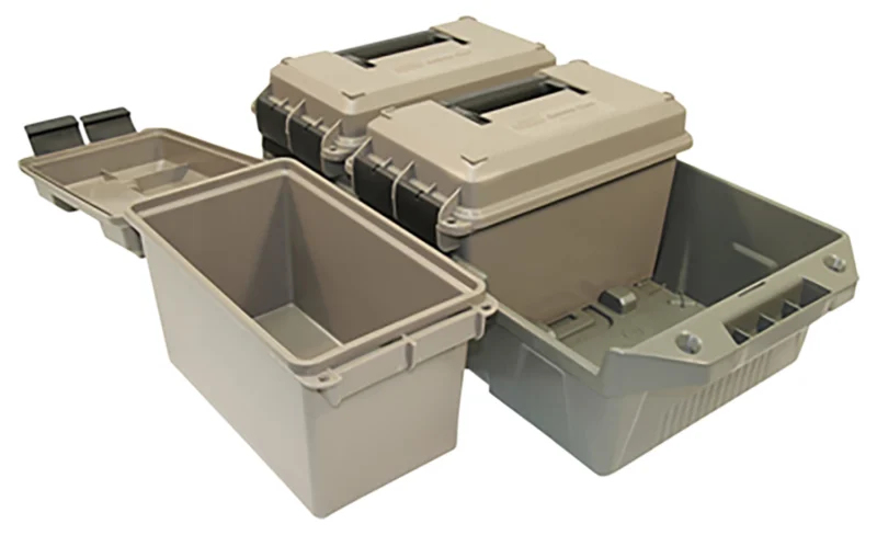 MTM AC3C 3-can 50 cal ammo crate in flat dark earth and army green with three O-ring sealed cans