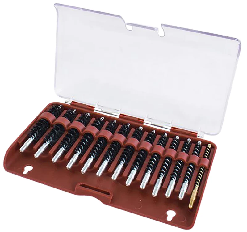 Tipton 615333 rifle bore brush set .17-.45 cal with hinged storage case