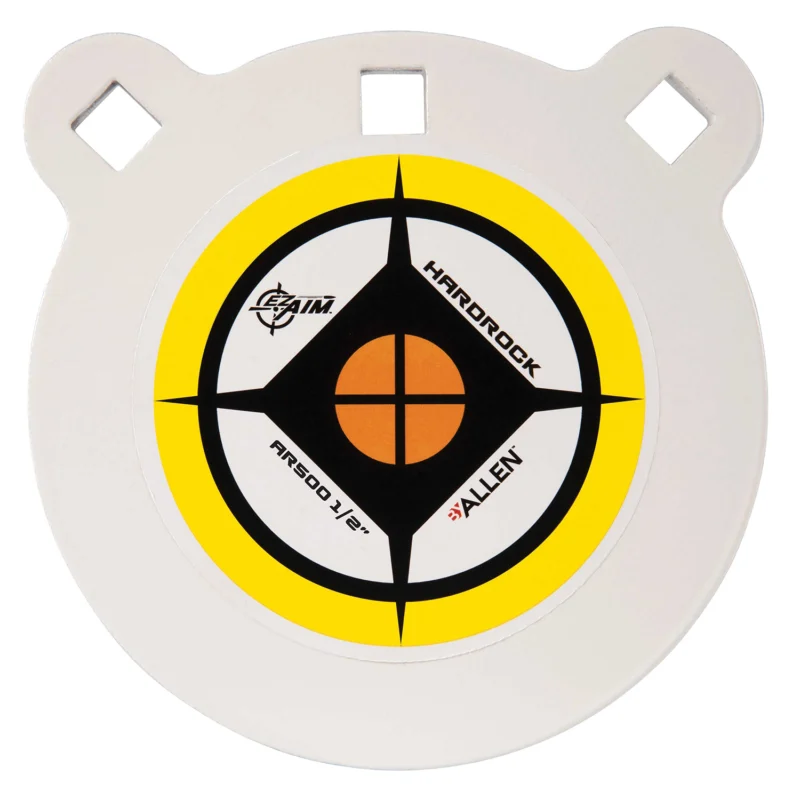 EZ-Aim Hardrock AR500 6 inch 1/2 inch steel gong target in white/yellow/black finish