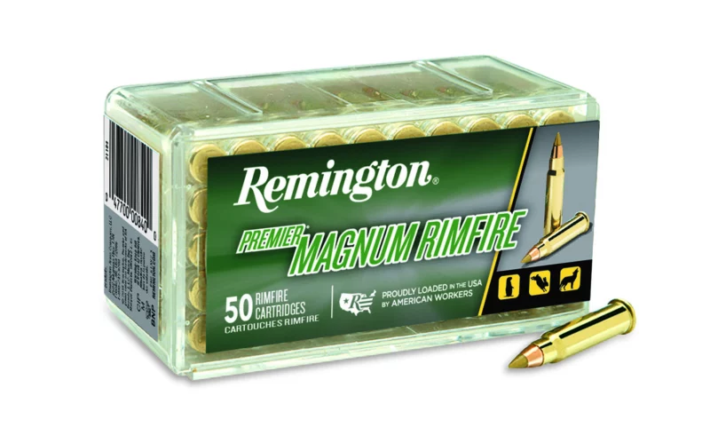 Remington .17 HMR 17 gr JHP ammunition box, 50 rounds per box