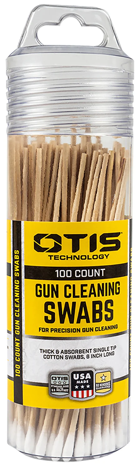 Otis FG241100 pack of 100 cotton wooden gun cleaning swabs in reusable storage tube