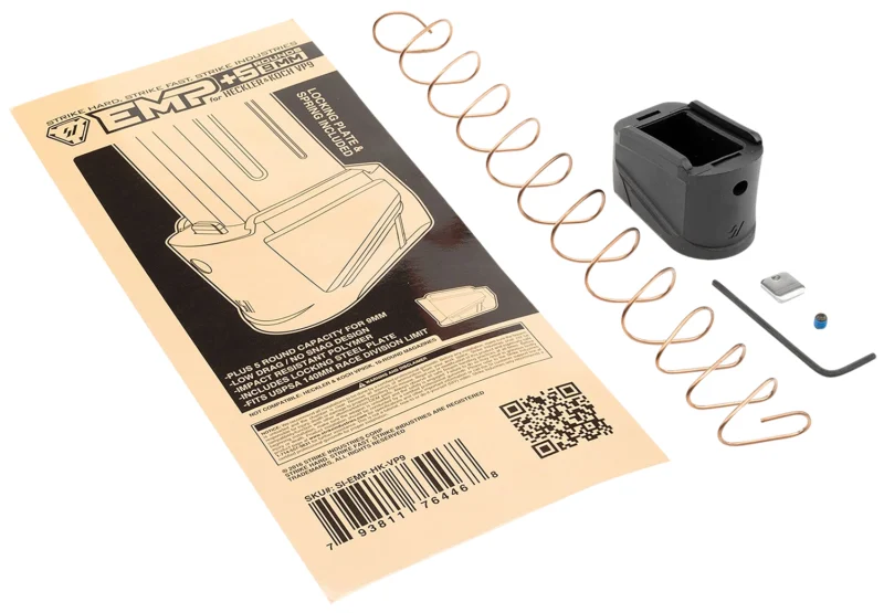 Strike Industries EMPHKVP9 extended magazine plate +5rd 9mm for HK VP9 black polymer