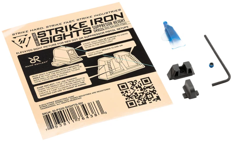 Strike Industries suppressor-height black front and rear iron sights for SIG Sauer P320