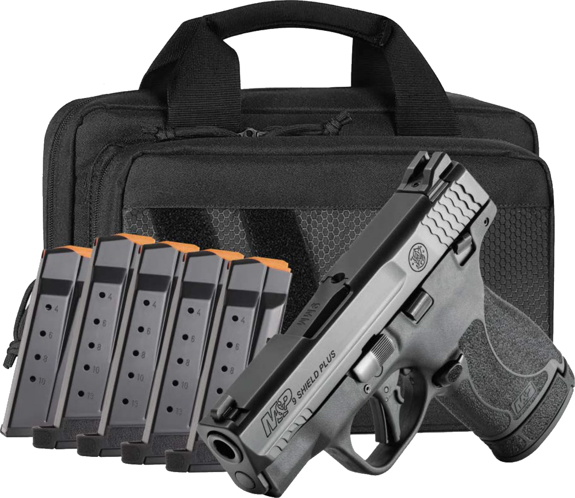 Smith & Wesson M&P9 Shield Plus TS 9mm 3.1-inch bundle, black polymer frame with Savior Specialist bag