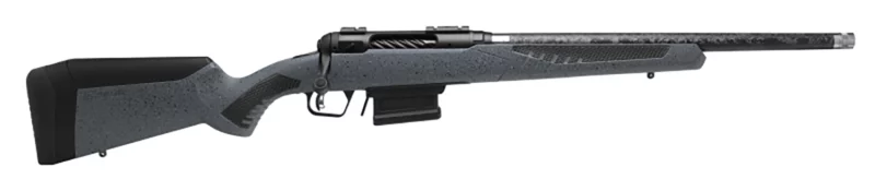 Savage 110 Carbon Predator rifle .22-250 Remington with carbon fiber wrapped barrel and gray granite stock