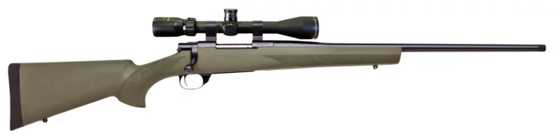 Howa M1500 GamePro .270 Win 22in rifle with Hogue green overmolded synthetic stock and mounted optic
