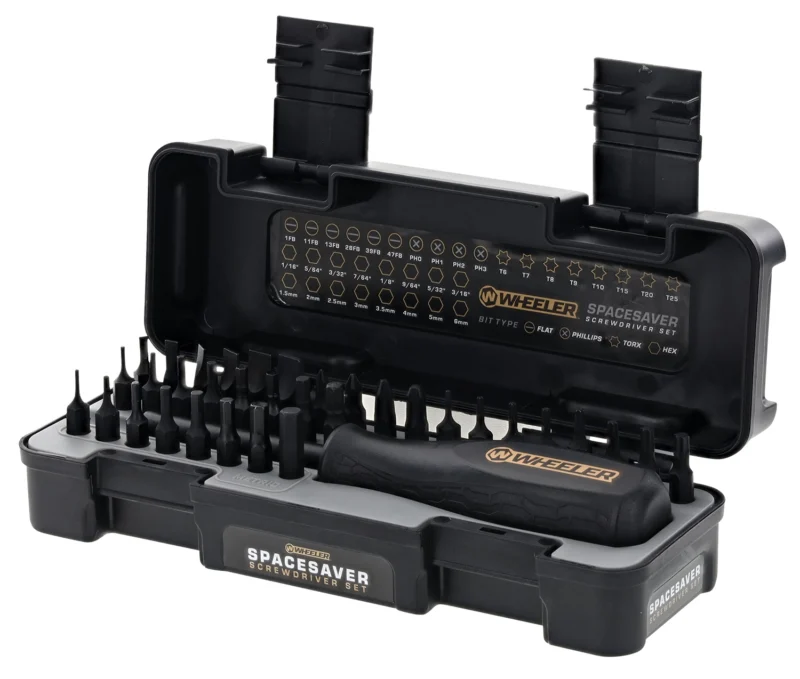 Wheeler 36pc Spacesaver Screwdriver Set, 36 pieces, black case, 1/4-inch drive handle
