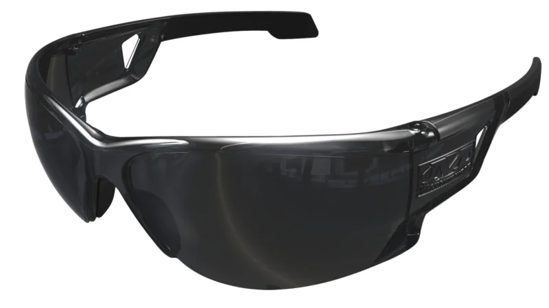 Mechanix Wear Type-N safety glasses with smoke lens and black wraparound frame