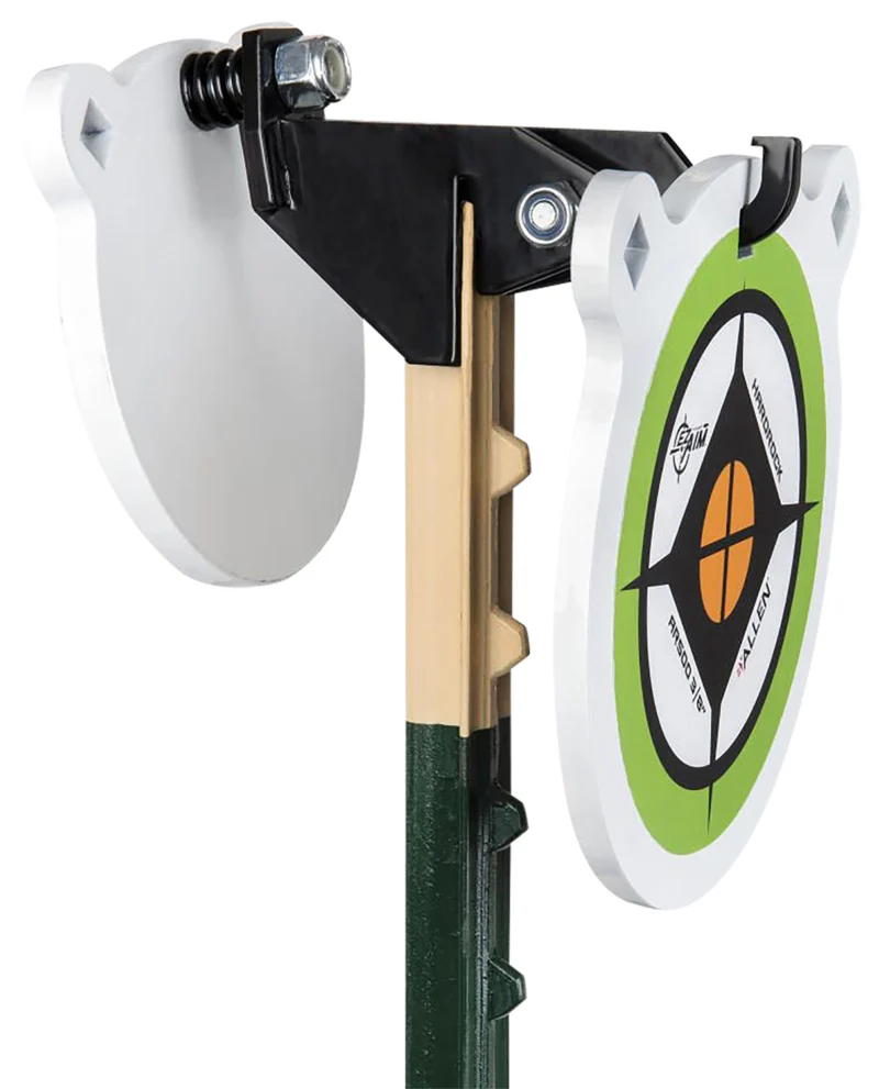 EZ-Aim 15634 fence topper gong hook and recoil spring, black/brown steel, lime green and orange target accents