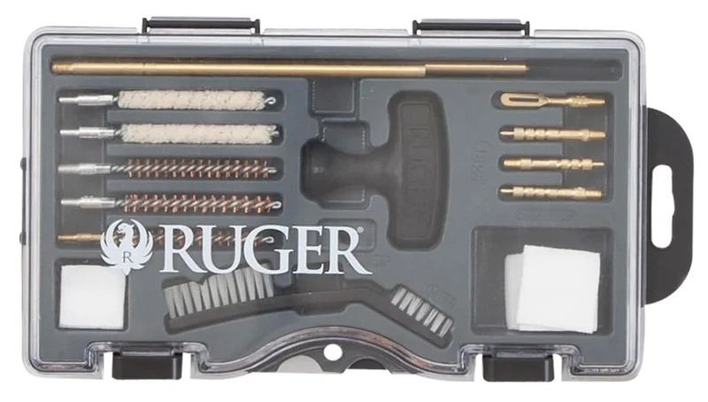 Allen Ruger Rimfire Cleaning Kit 27822 .22 Cal in black molded toolbox with bronze brushes and stainless rods