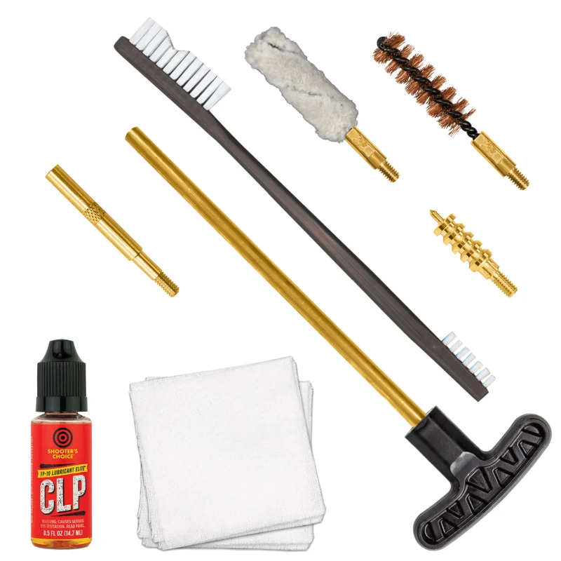 Otis sectional rod pistol cleaning kit with brass rods, brush, patches and plastic case