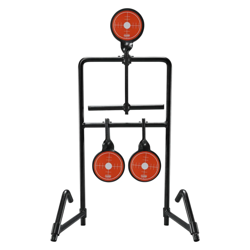 Champion Targets Triple Gong Auto-Reset Handgun Target standing 3-target black and orange