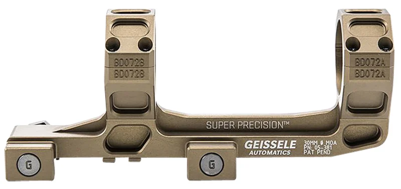Geissele AR15 Super Precision 30mm 0 MOA extended scope mount in desert tan anodized
