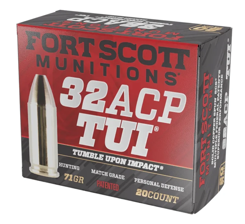 Fort Scott Munitions 32 ACP 71 gr TUI solid copper spun bullet 20 rd box
