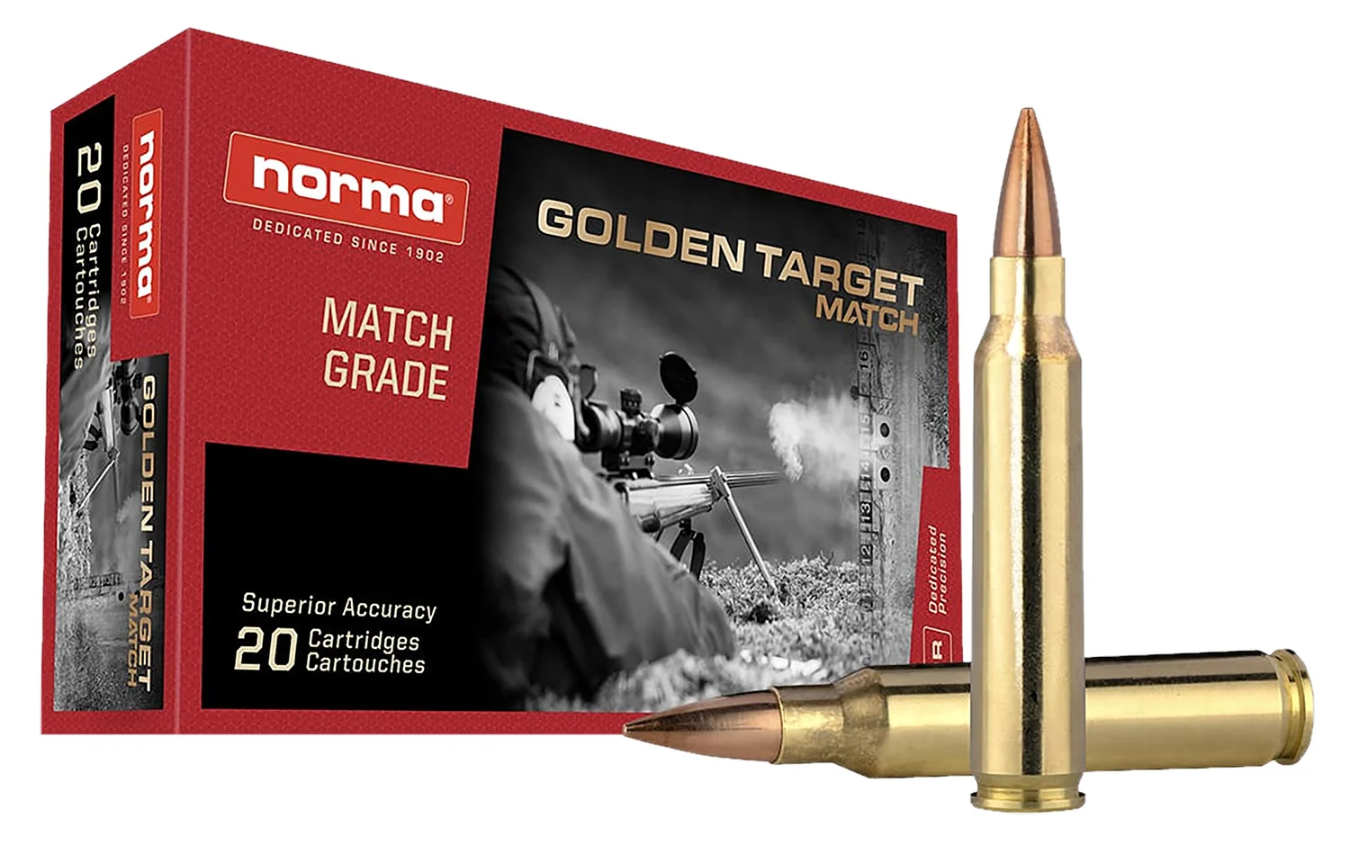 Norma Golden Target Match .223 Rem 69 gr BTHP ammunition box - 20 rounds