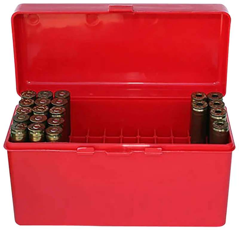 MTM Gun-Gard R-60 red flip-top rifle ammo box, polypropylene