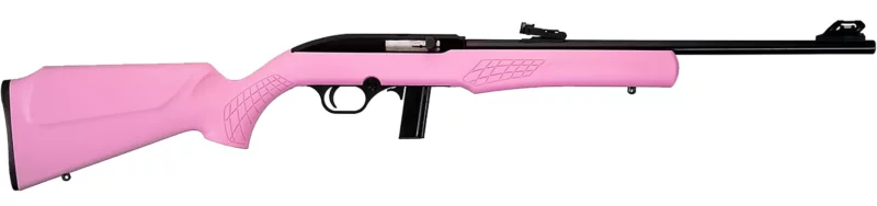 Rossi RS22 .22 LR rifle with 18in barrel and pink Monte Carlo synthetic stock