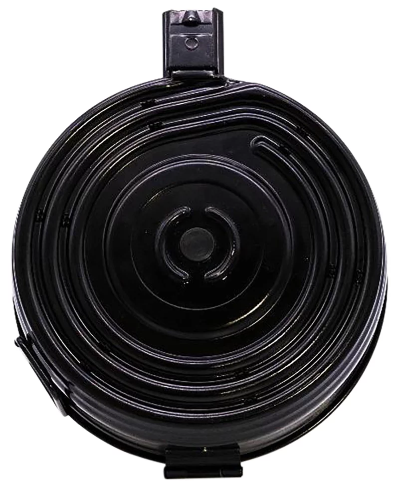 KCI USA AK-47 75rd 7.62x39mm black drum magazine side view