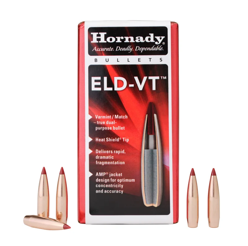 Hornady ELD-VT .22 Cal .224 polymer-tipped rifle bullets 100ct box