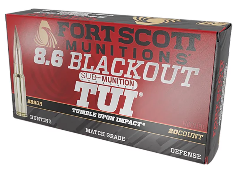 Fort Scott Munitions 8.6 Blackout 285gr TUI solid copper subsonic ammunition 20rd box