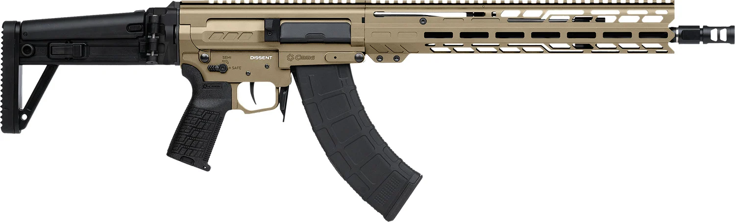 CMMG DISSENT MK47 7.62x39 14.3in Coyote Tan rifle side view