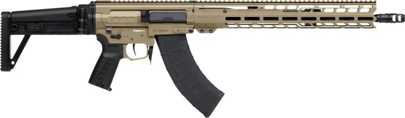 CMMG Dissent MK47 7.62x39 16.1 in Coyote Tan side-folding rifle
