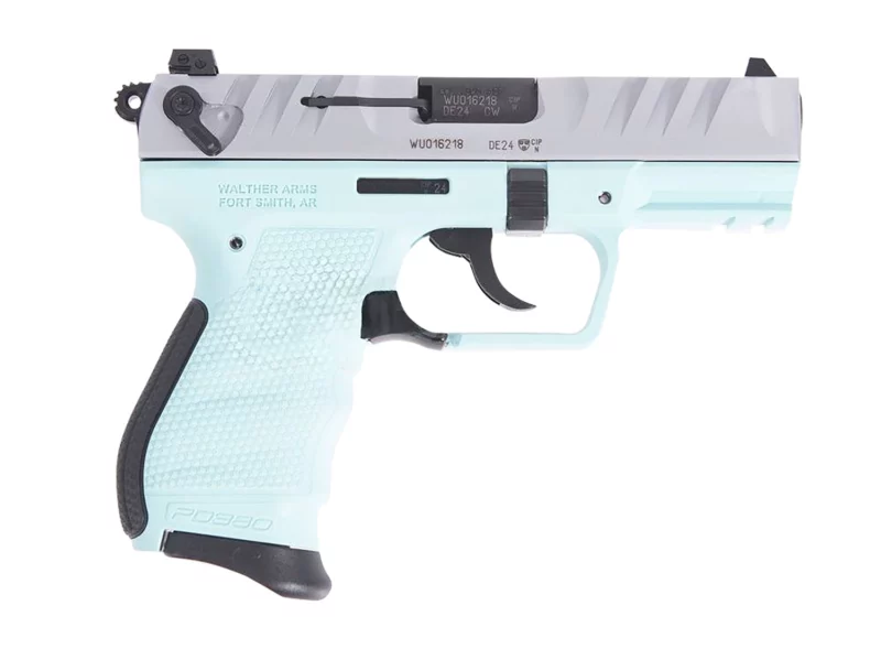 Walther PD380 Angel Blue .380 ACP pistol with 3.7in barrel and Angel Blue polymer frame