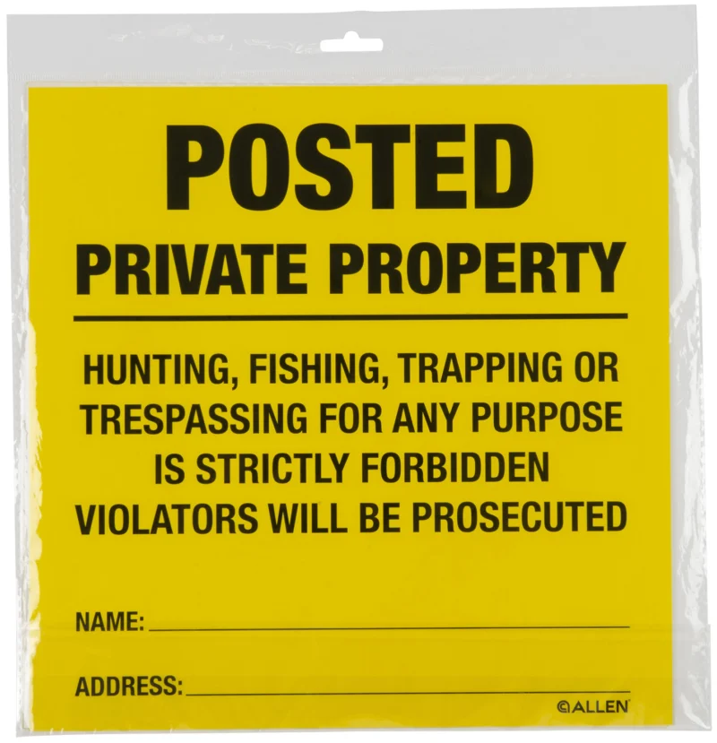 Allen Company Posted No Trespassing signs 12-pack yellow synthetic paper black print
