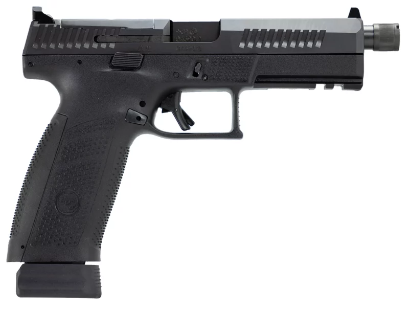 CZ P-10 F OR SR 9mm pistol, 5.1 inch threaded barrel, black polymer frame, optics-ready