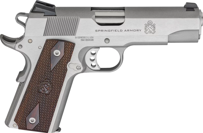 Springfield Armory 1911 Garrison stainless pistol 4.25 in barrel thinline wood grips 7-round