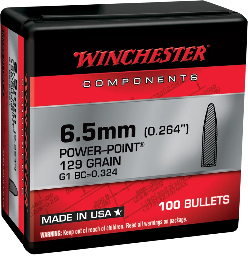 Winchester Power-Point 6.5mm Creedmoor 129 gr box, 100 rounds