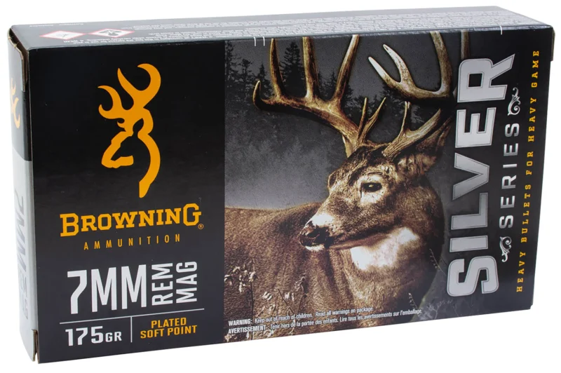 Browning Silver Series 7mm Remington Magnum 175gr plated soft point ammunition, 20 rounds
