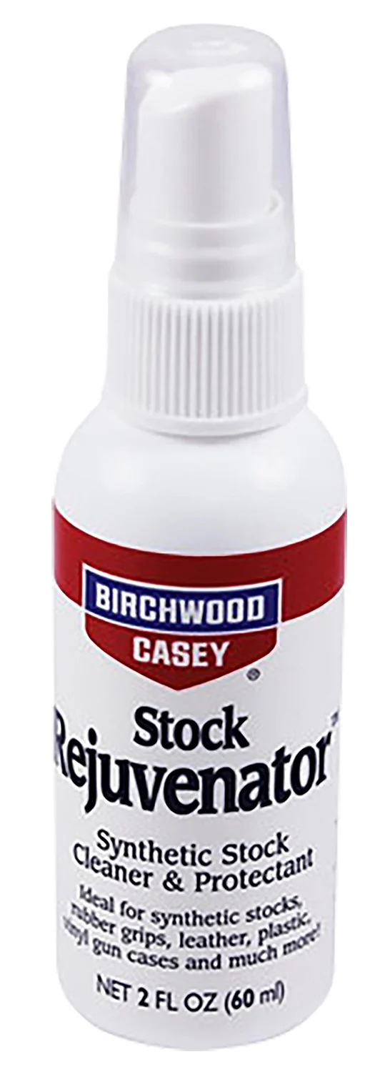 Birchwood Casey Stock Rejuvenator spray bottle for synthetic stocks and multi-surface protection