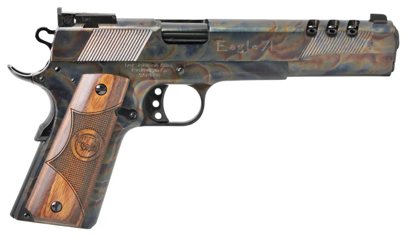 Iver Johnson Eagle XL .45 ACP 6 inch barrel case colored finish Walnut Diamondwood grips