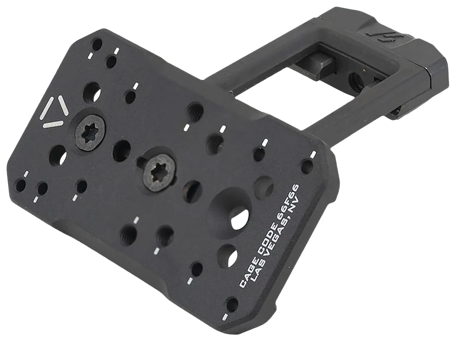 Strike Industries Ambush 45-Degree Optic Mount in black mounted on a Picatinny rail