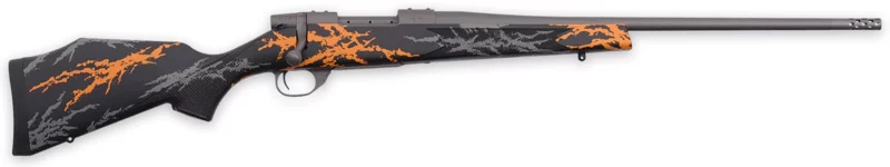 Weatherby Vanguard Compact Hunter .243 Win 20-inch rifle with black/gray/orange synthetic stock