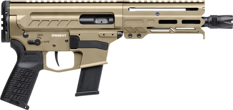 CMMG Dissent MKG .45 ACP pistol with 6.50-inch threaded barrel in Coyote Tan