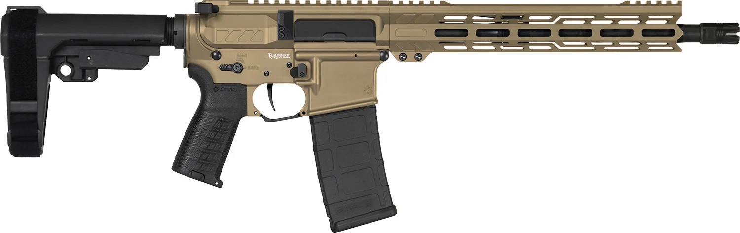 CMMG Banshee MK4 .300 Blackout AR pistol with 12.5-inch threaded barrel and 7-inch M-LOK handguard, coyote tan receiver