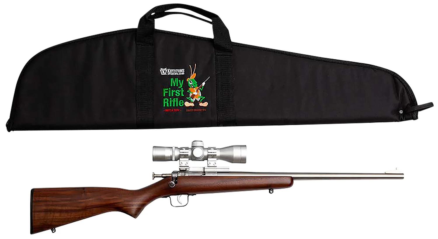 Keystone Crickett .22 single-shot bolt-action rifle 16.1 in walnut with 4x32 scope